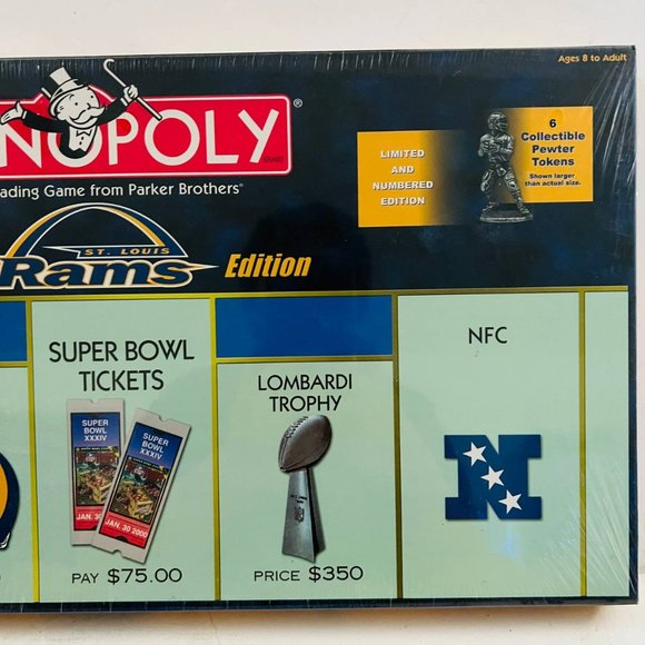 Vintage Monopoly St Louis Rams Champions Edition Super Bowl 2000 New Sealed - Picture 2 of 7